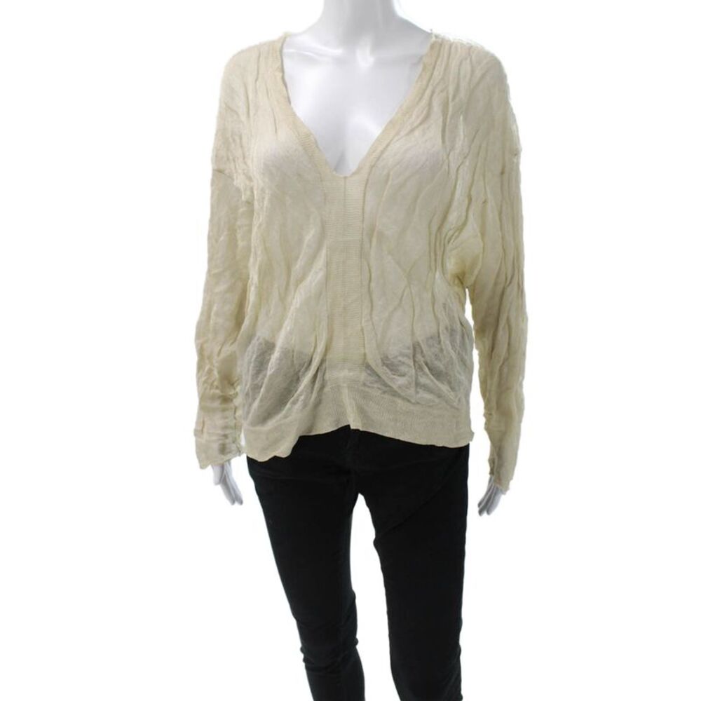 RLX Ralph Lauren Unisex Beige V-Neck Pullover Sweater Long Sleeve Size S